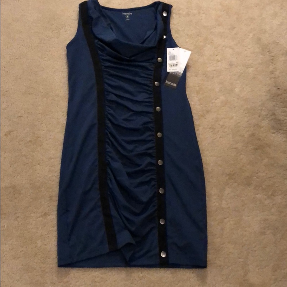 KENSIE buttons dress blue small